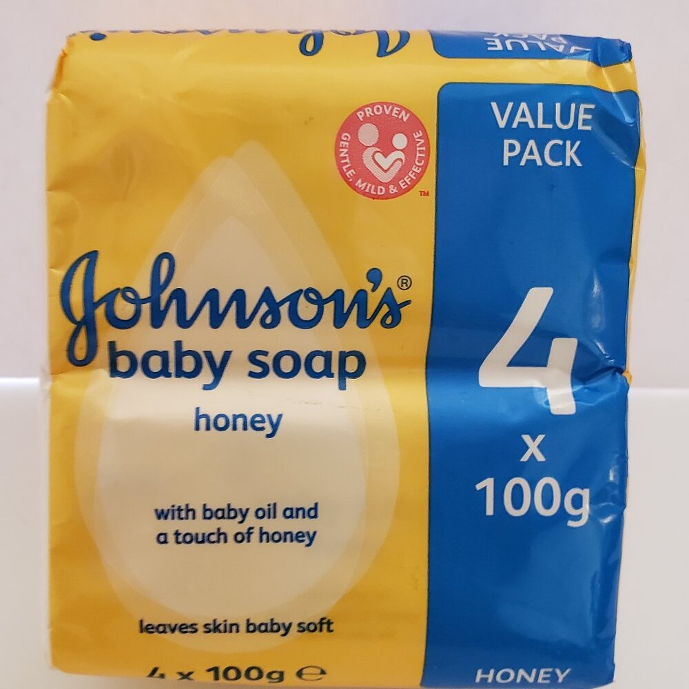 Johnson's Baby Honey Soap Honey Extract 4 Bars X 100g each Total 4ct NEW